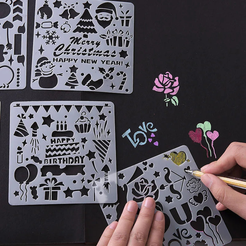Rainbow Magic Scratch Paper Cards Set - 10-Piece Doodle Stencil Spiral Gear Kit