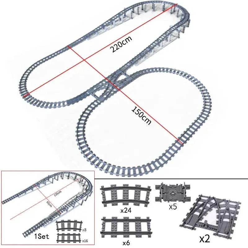 Flexible Train Tracks and Forked Crossing for Lego Compatible Blocks - ToylandEU