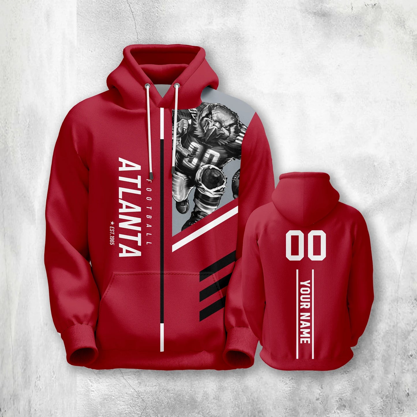 Personalized Atlanta Football Hoodies for Men, Women, and Youth - Custom Name & Number Sweatshirts for Fans