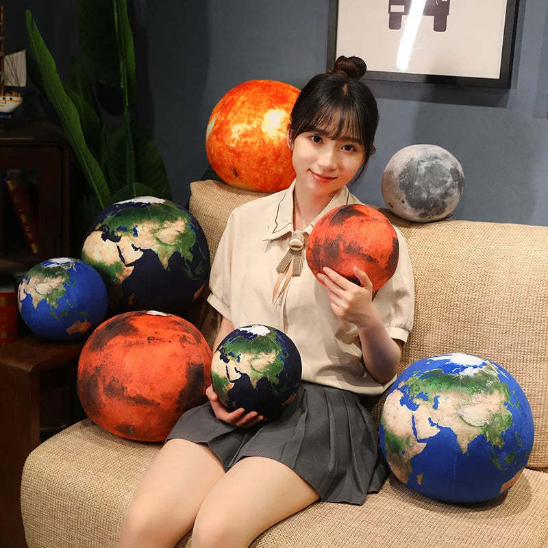 Planet Plush Pillow | Soft Plush Material | Moon Sun Earth Mars Plush | 8-27 cm
