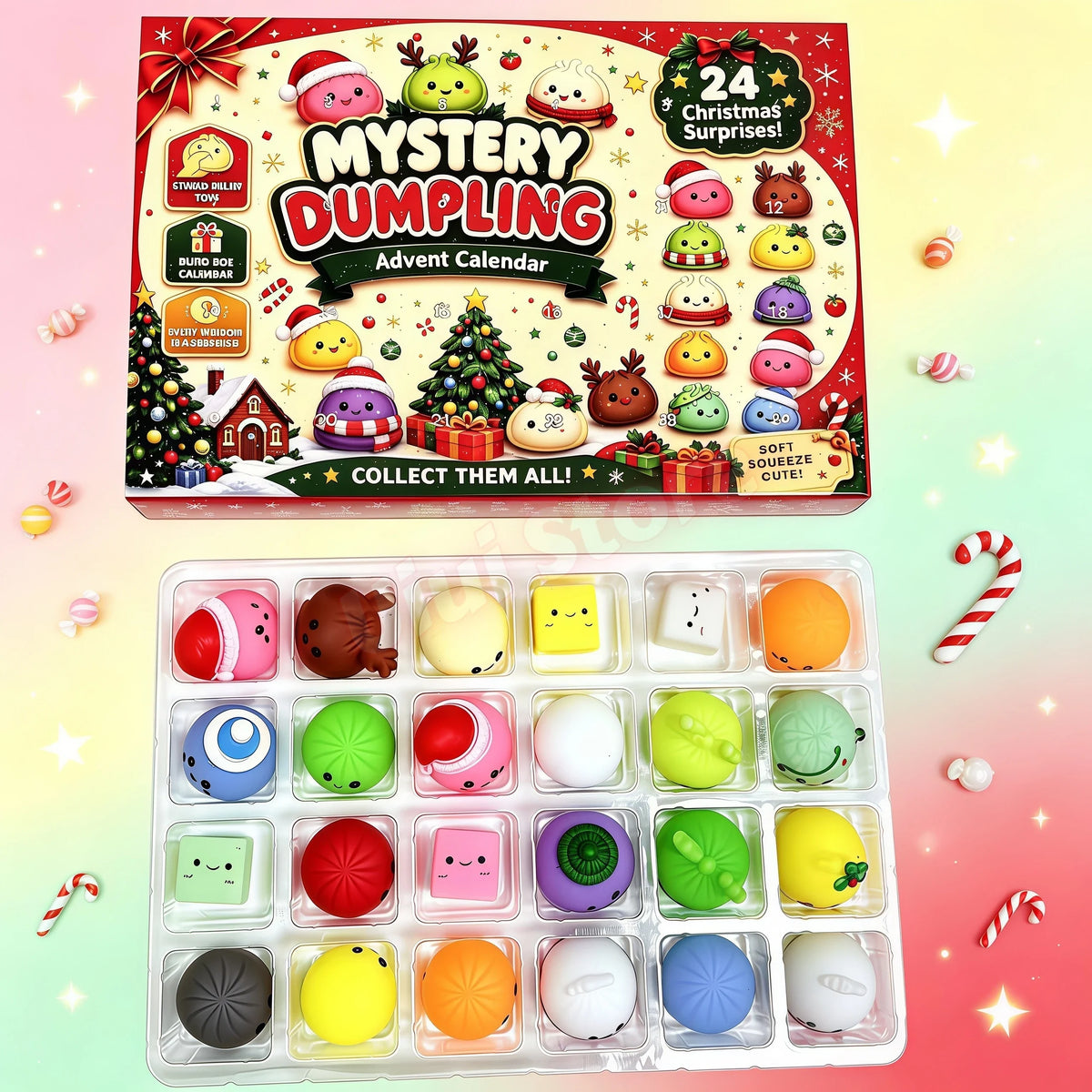 Squishy Advent Calendar | 24 Day Countdown | Slow Rise Fidget | Holiday Gift