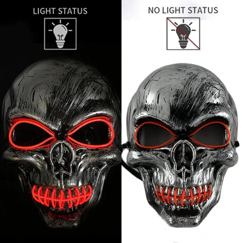 Evil Skull Mask Halloween Carnival Masquerade Haunted House Scary Decoration Cosplay Skeleton Scary Theme Party Light Up Mask - ToylandEU