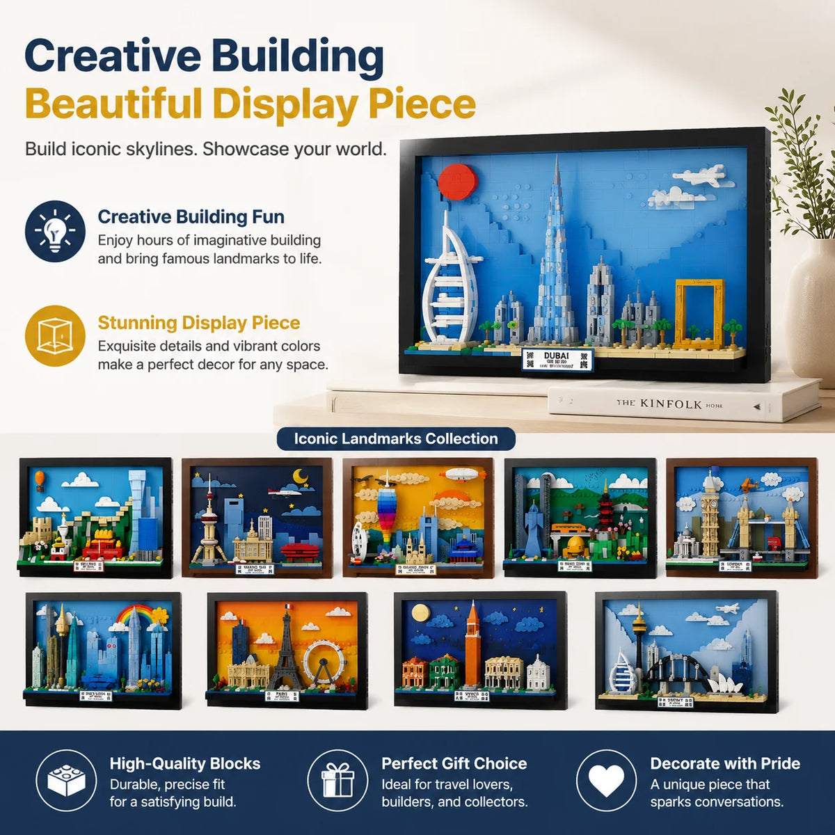 City Block Set | Compatible With Lego | Small Brick Format | Travel Collectible