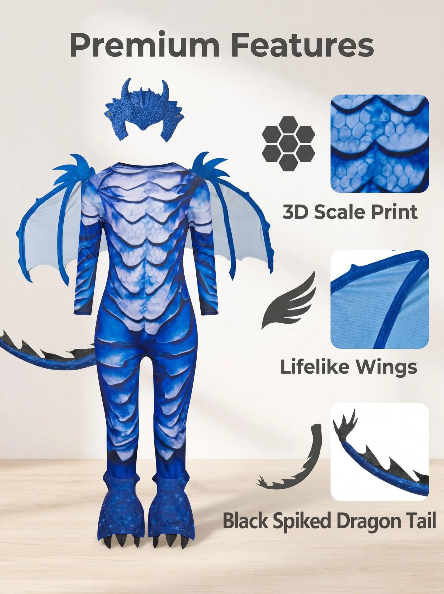 Dragon Knight Jumpsuit | Frost Blue | Kids Unisex Polyester | MU52660