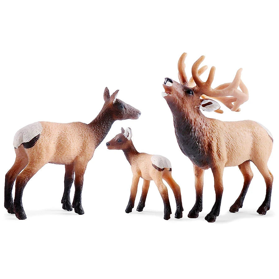 Forest Animal Action Figures Set - Moose, Elk, Reindeer, Alpaca, Sika Deer - ToylandEU