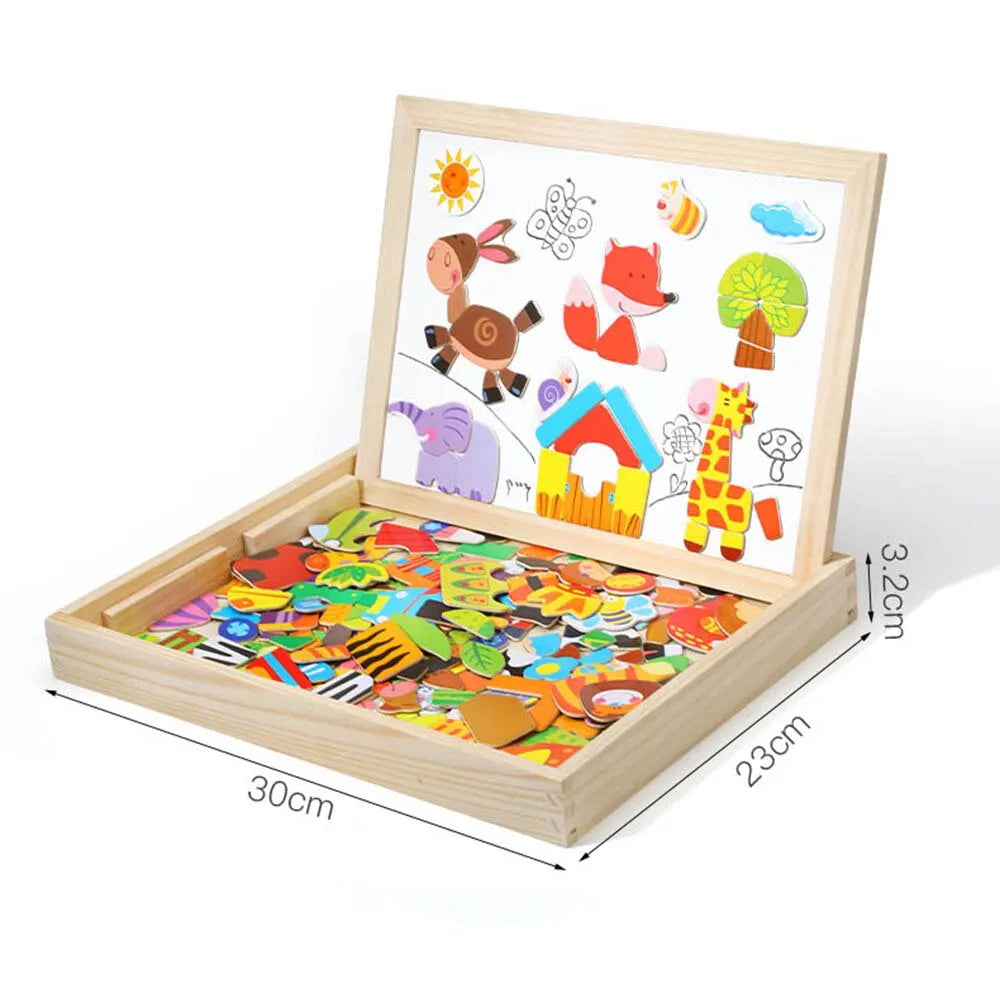 Wooden Multifunction Children Animal Puzzle Writing Magnetic Drawing - ToylandEU