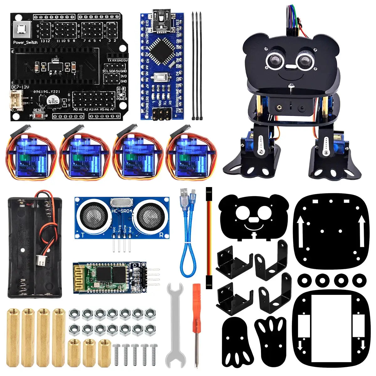 LAFVIN DIY 4-DOF Panda Robot Kit Programmable Dancing Robot Kit For Arduino Nano Electronic Toy / Support Android APP Control - ToylandEU