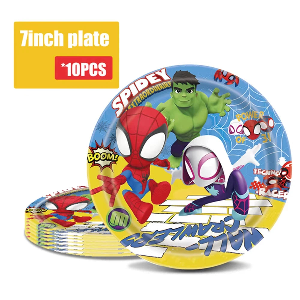 Party Decor Kit | Spidey Theme | Birthday | Plates Cups Tablecloth Banner