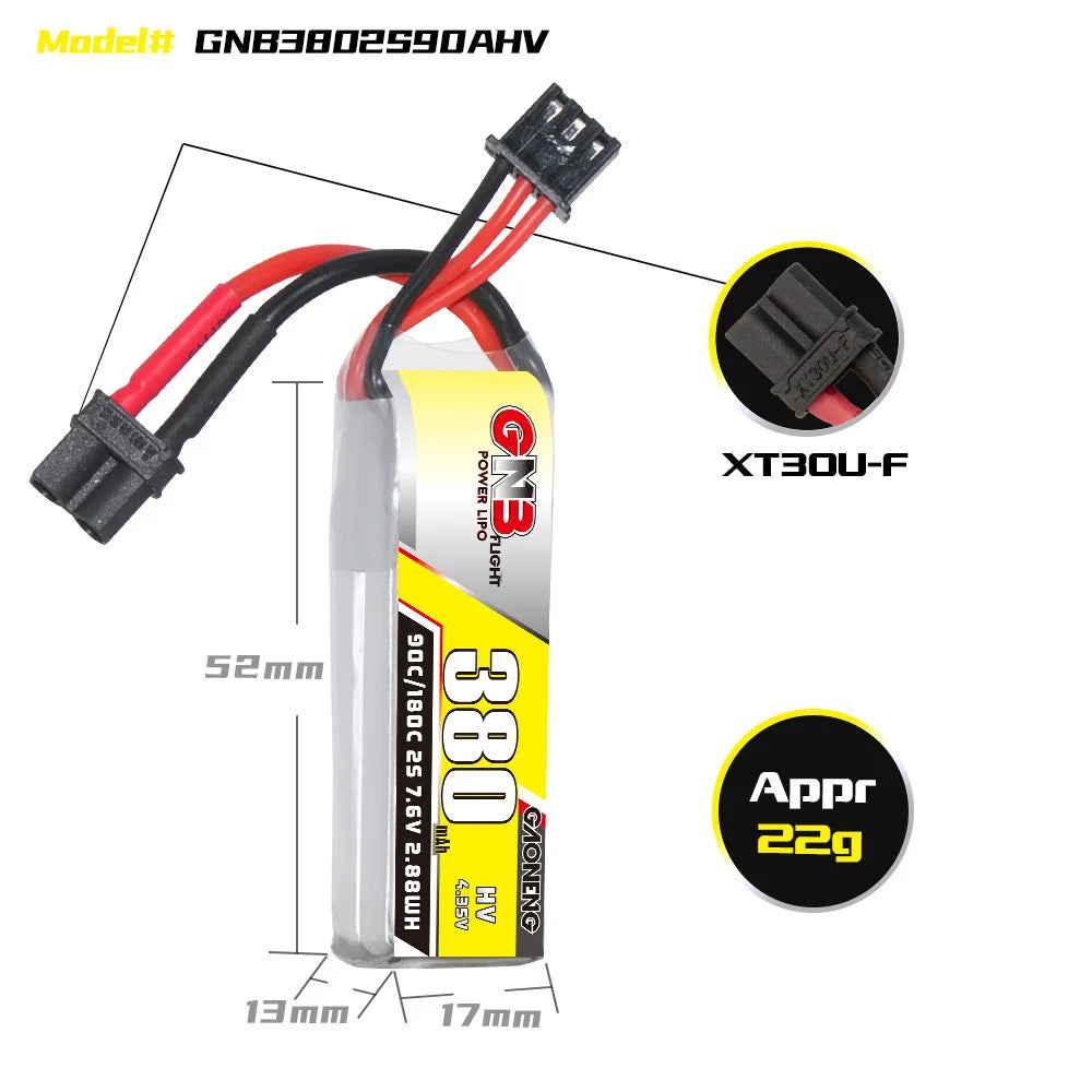 Original GNB 7.6v 380mAh 90c/180c Lipo Battery For Beta75X RC Toyland EU