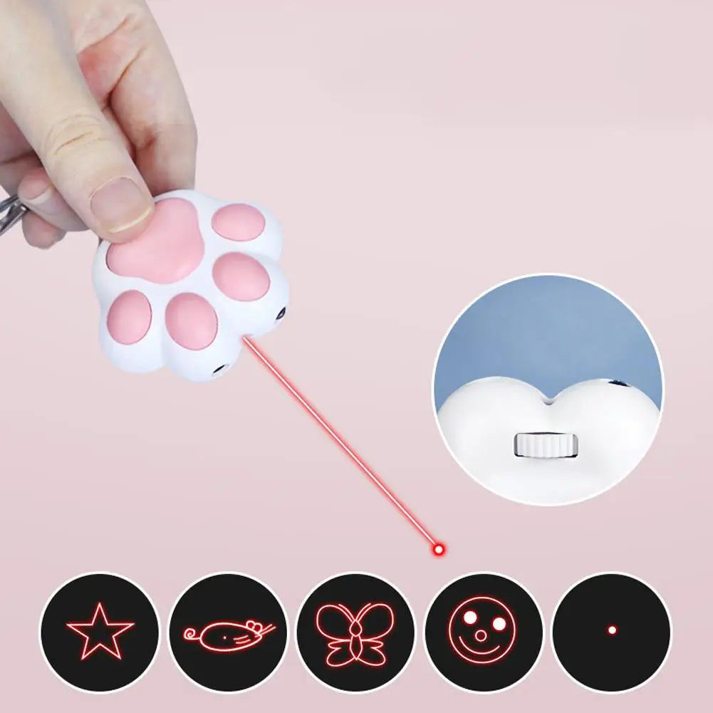 4-In-1 Pink and White Infrared Teaser Cat Toy with Key Chain and Lighting - ToylandEU