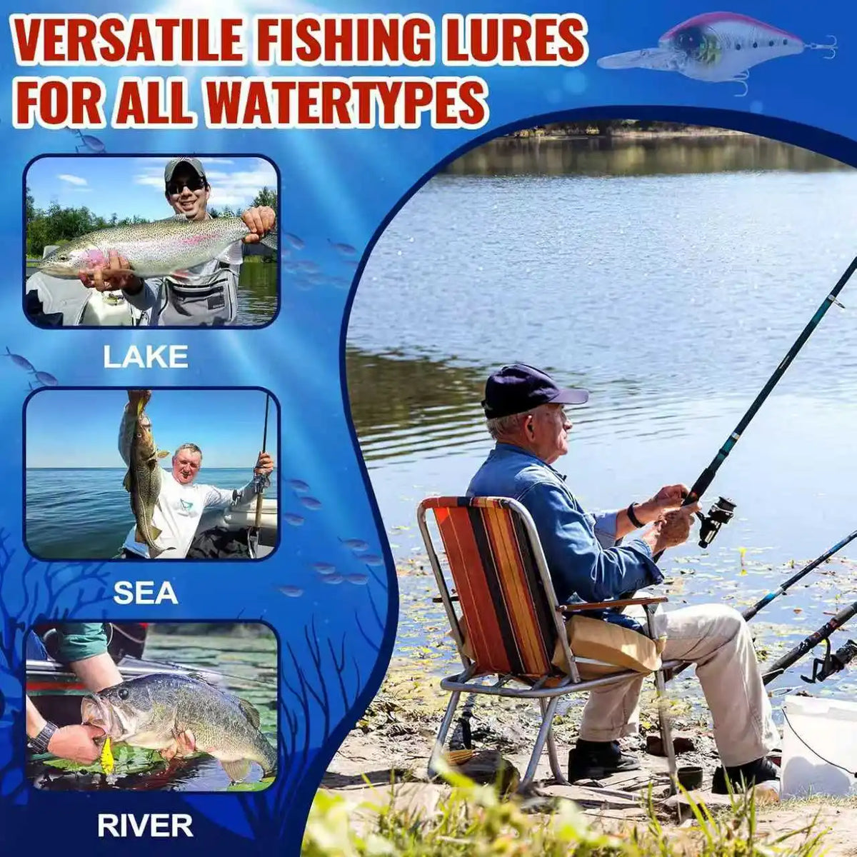 Advent Calendar | 24 Day Fishing Lure Set | Assorted Minnow Spoon Frog And Shrimp Baits | Gift For Anglers
