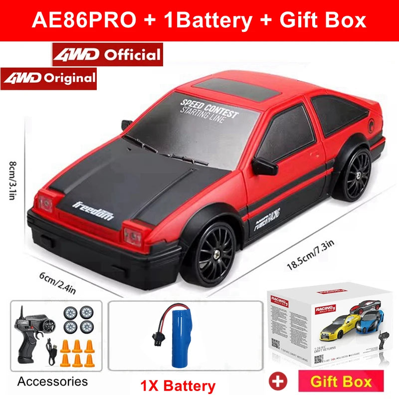 RC 4WD Remote Control Drift Car GTRPRO AE86PRO 1:24 Scale 4x4 Racing Truck - Perfect Gift for Kids and Adults