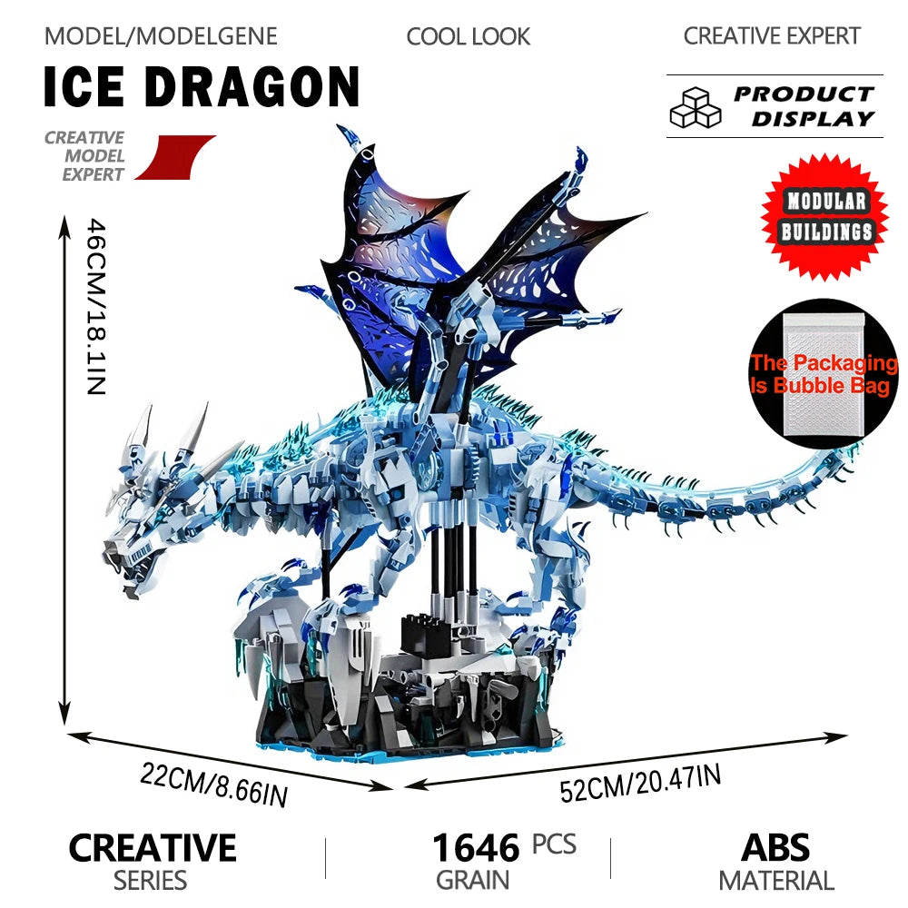 Building Blocks Set | 1174 Pieces | Lego Compatible | Ice Dragon Model