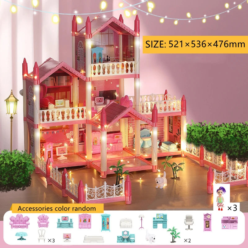 Princess Castle LED Lights DIY Dollhouse Kit - Perfect Gift for Girls - ToylandEU