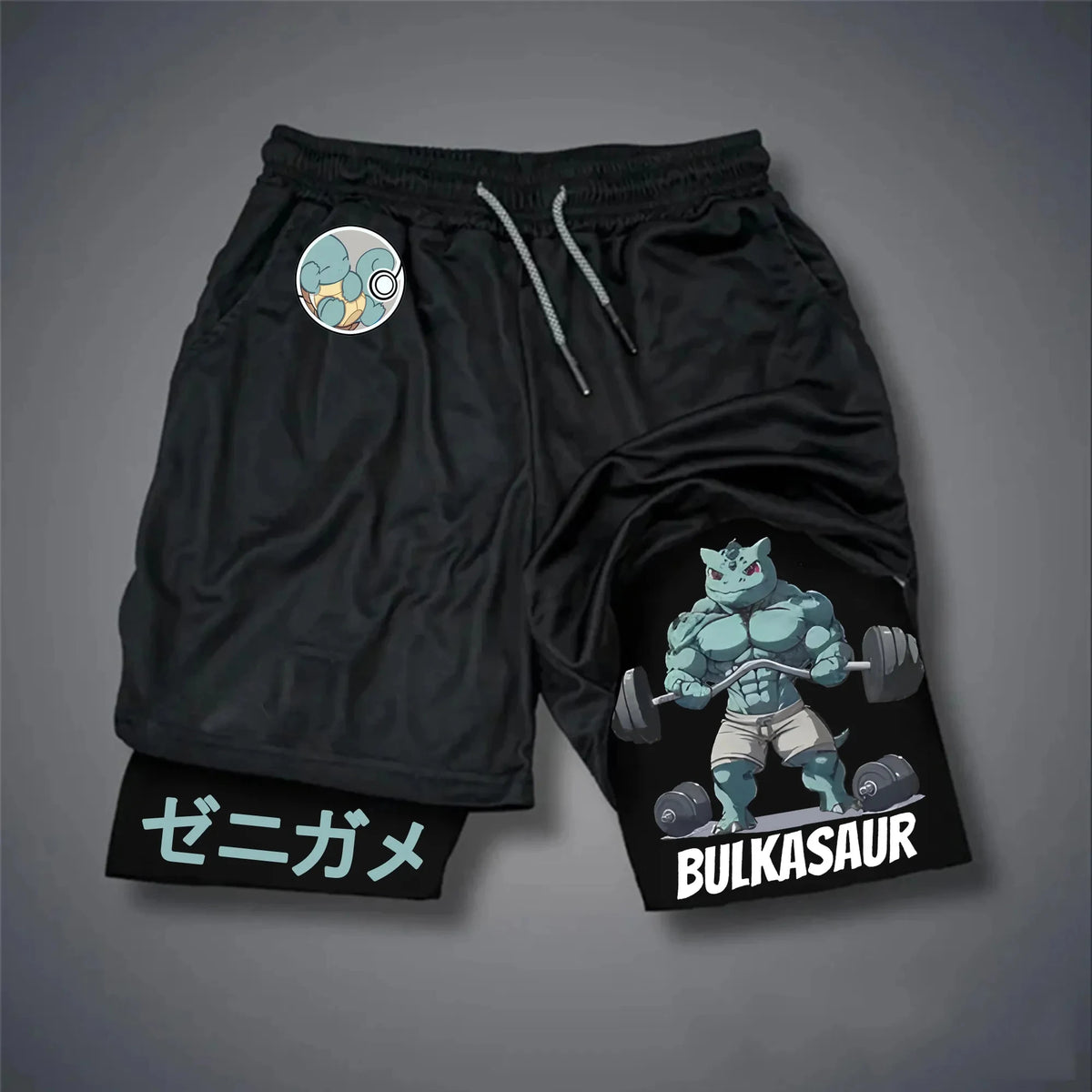 Men's Anime Shorts | Pokemon Graphic | Fake Two Piece | Gym Street