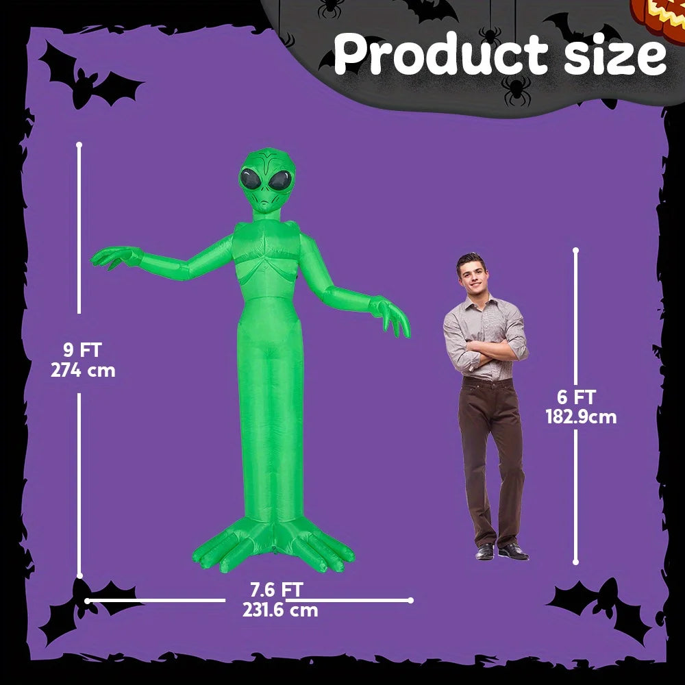 9 Ft Outdoor Inflatable | Led Lit Halloween Alien | Lawn Yard Decor | Seasonal