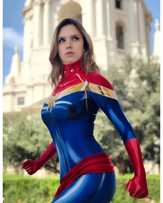 Captain Ms Carol Danvers Cosplay Costume Zentai Bodysuit Suit Superhero Halloween Jumpsuits - ToylandEU