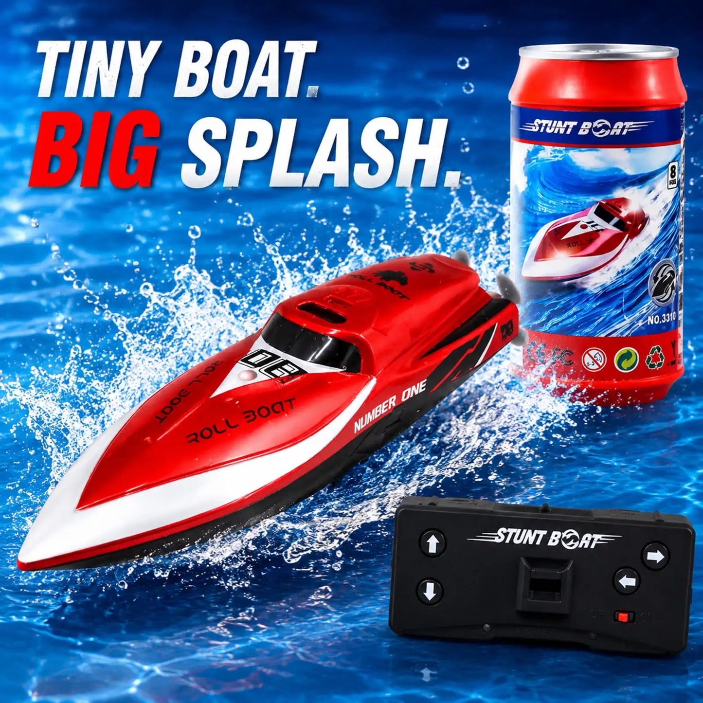 RC Boat | 2.4GHz Remote | Rechargeable Battery | Red