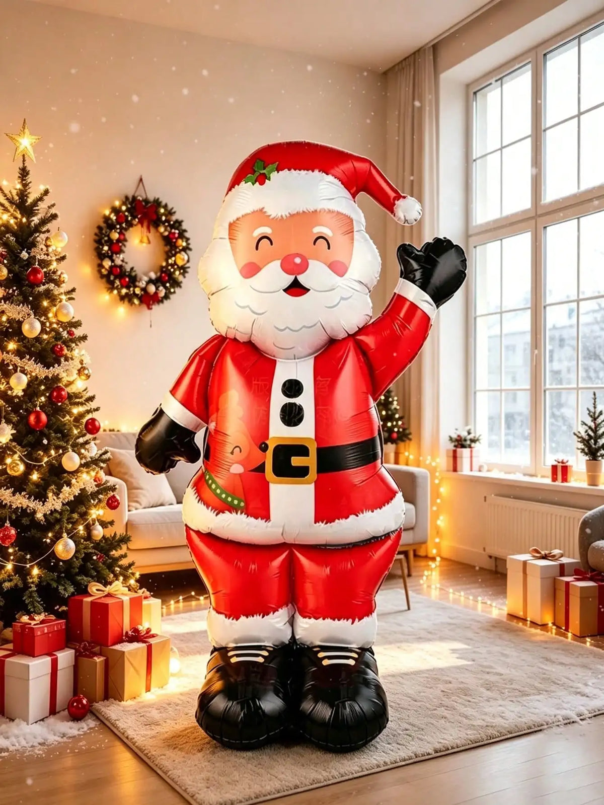 Santa Foil Balloon | 62 Inch Standing | Squinting Face | Holiday Party
