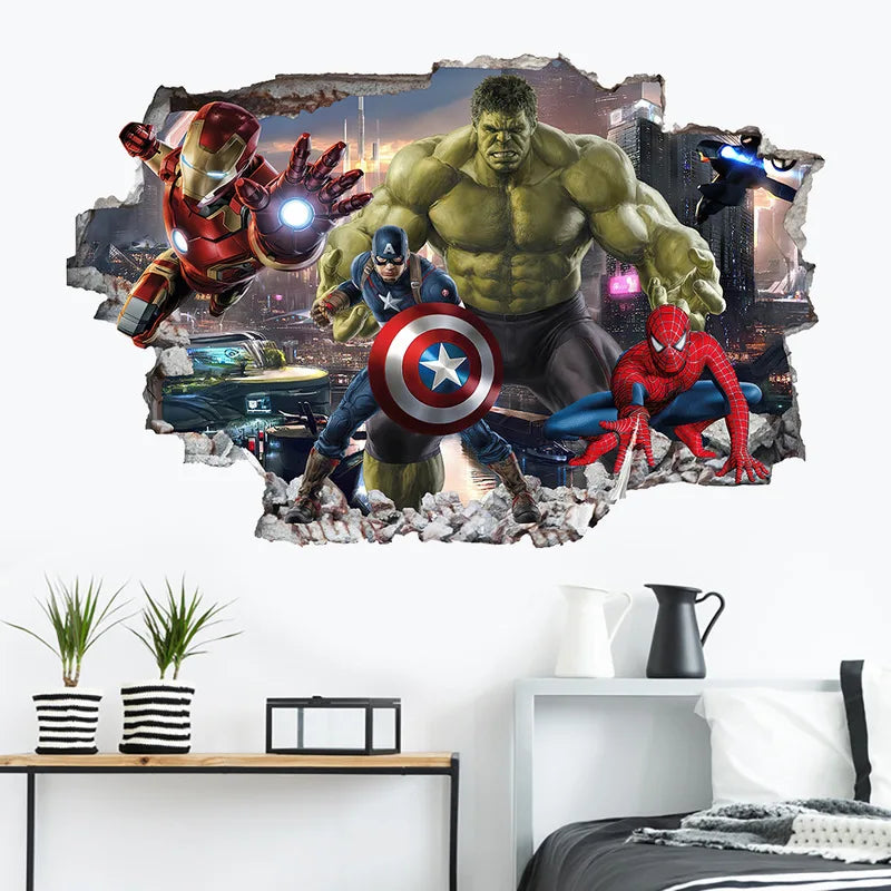 3D Wall Sticker | Avengers Theme | 60x40 cm | Hulk Iron Man Captain America Thor