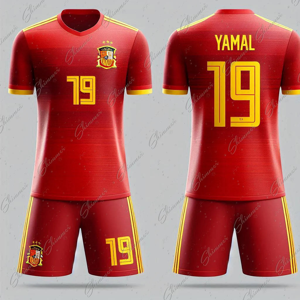 2024 Youth Spain Team No. 29 Yamal Quick-Dry Sports Set for Boys - Summer Jersey and Shorts Ensemble