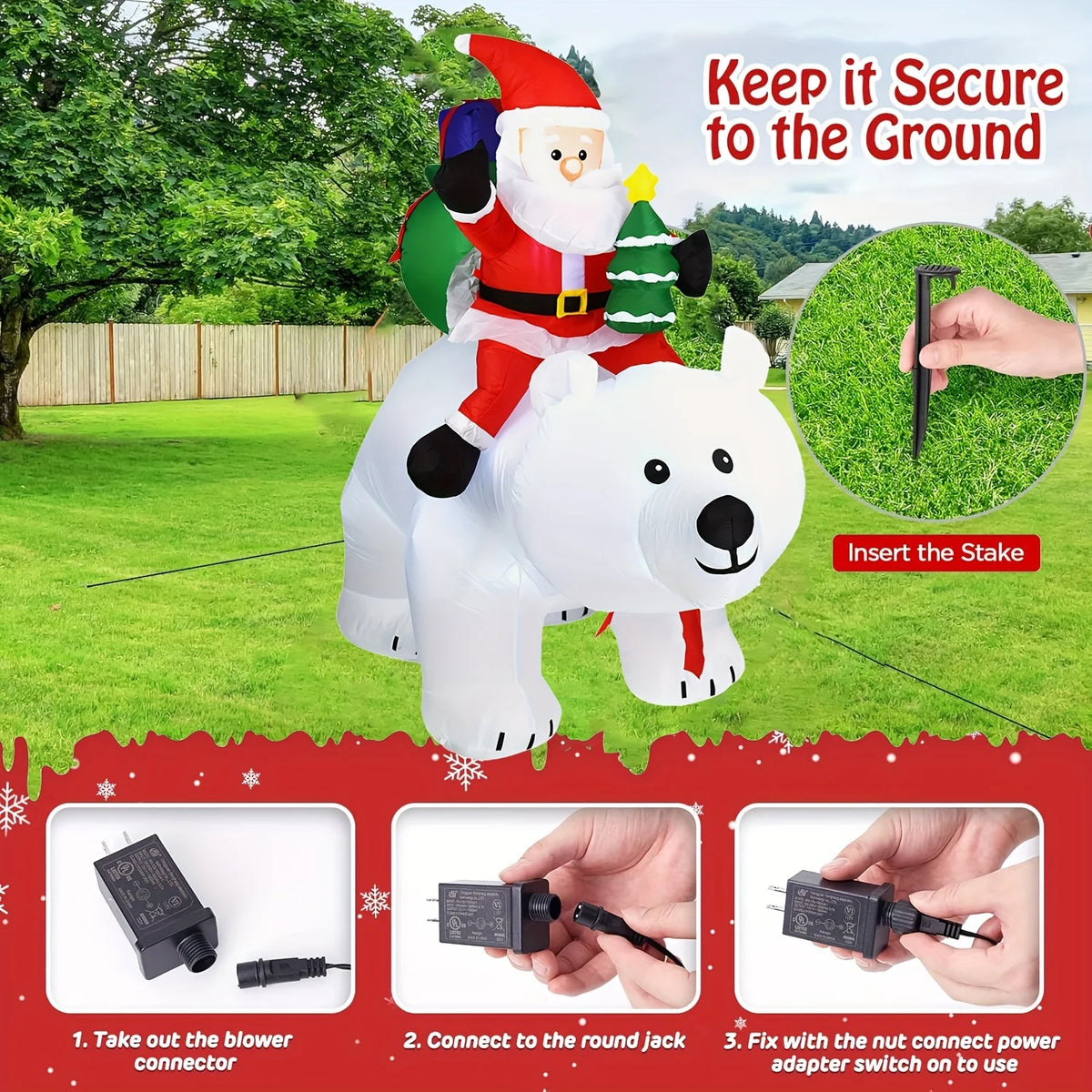 Inflatable Santa Claus | 6.9 Ft Led Lights | Shaking Head | Christmas Yard