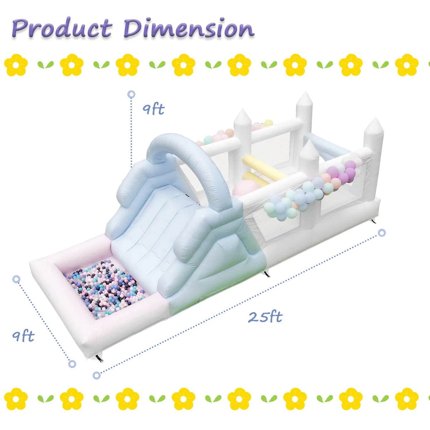 Commercial Inflatable Bounce House with PVC Bouncy Castle Slide - ToylandEU