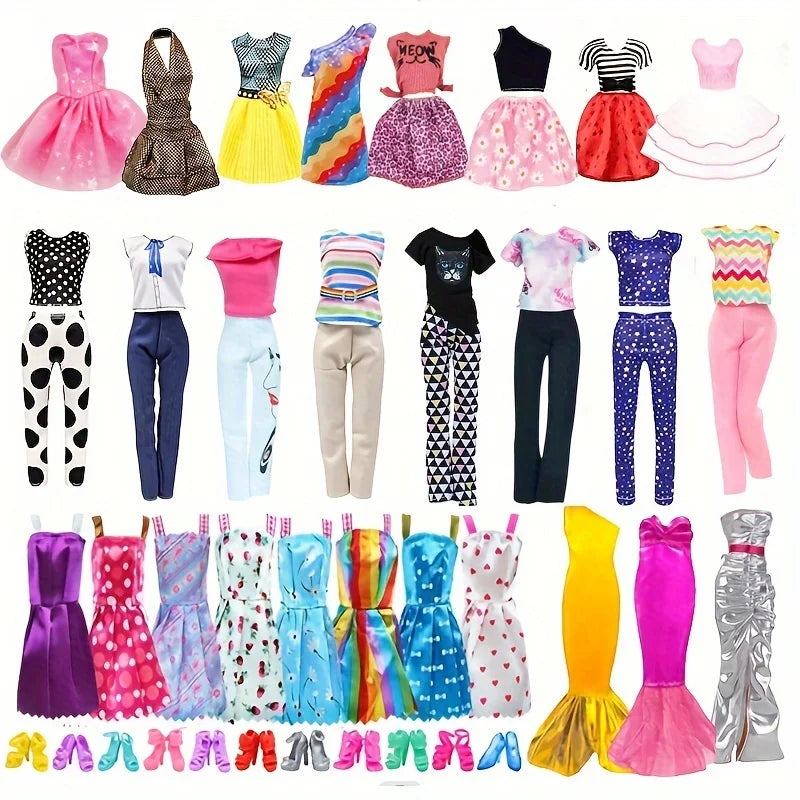 Complete 30cm Doll Clothes Set With Dresses, Tops, Shoes