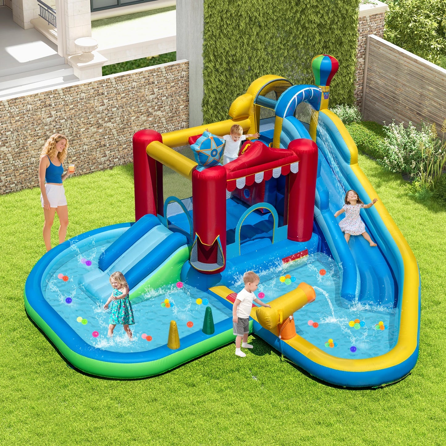 Inflatable Water Slide Wet Dry Combo Bounce House For Outdoors
