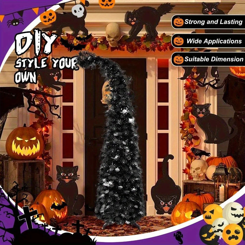 Artificial Christmas Tree | 59inch Height | Quick Pop Up Setup | Black