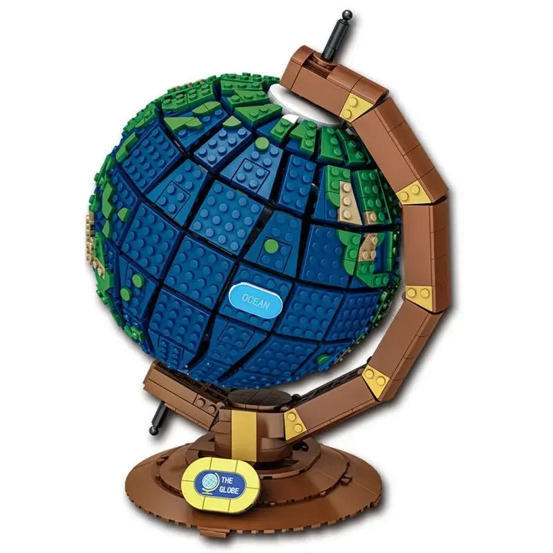 Educational Building Blocks | 1587 Piece Earth Globe | Desk Ornament | Kids