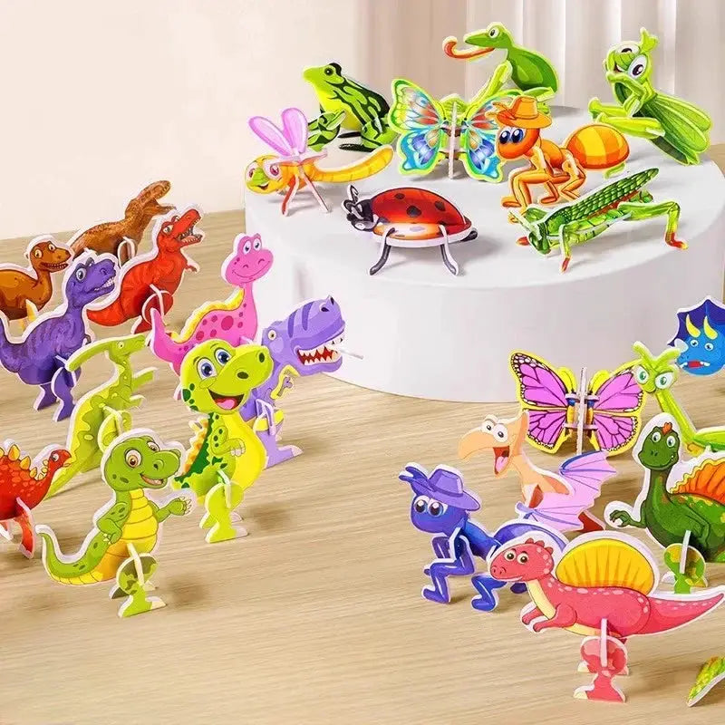 Cartoon Handmade DIY 3D Jigsaw Puzzle Insect Dinosaur Animal 25PCS Set Glue-Free Cultivate Observation Teaching Aids Kids Toys - ToylandEU