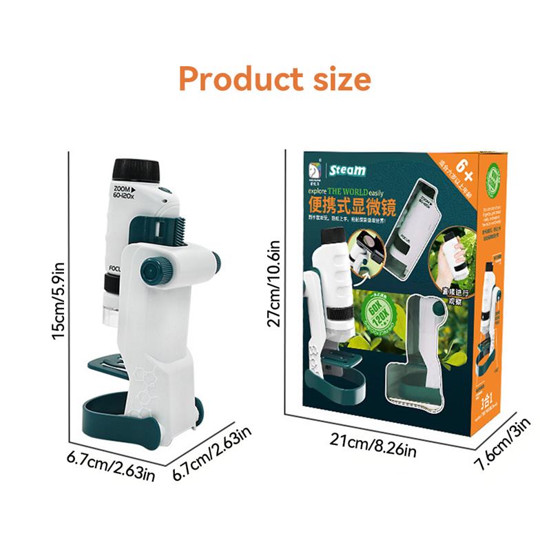 Portable Kids 60-120X Microscope Kit with LED Light - ToylandEU