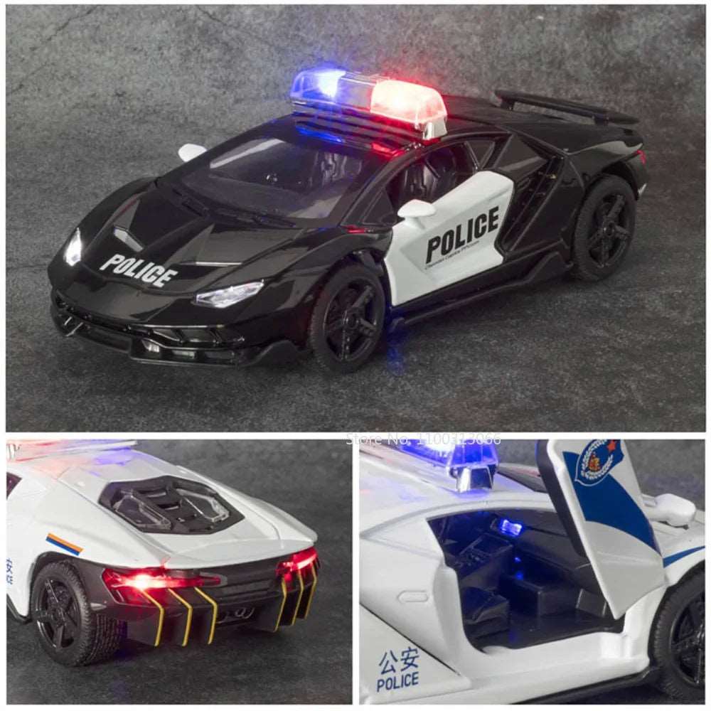 1/32 Scale Lamborghini LP770-4 Police Car Model with Sound and Light - ToylandEU