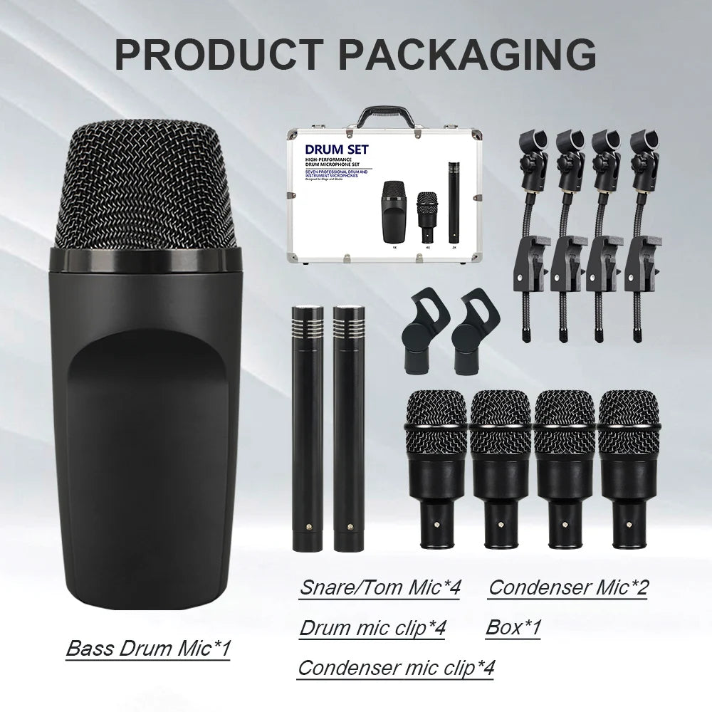 Seven-Piece Professional AK7 Drum Microphone Set for Indoor Use - ToylandEU