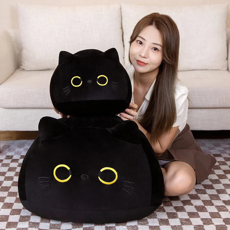 Plush Cat Pillow | Big Size | Black Round Cat Bed Cushion | 9cm-70cm