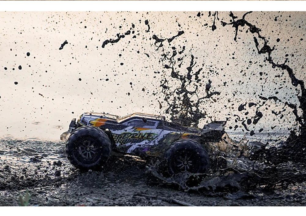 RC High-Speed 1:16 4WD Brushless Remote Control Monster Truck - 75KM/H Off-Road Adventure with LED Lights for Boys