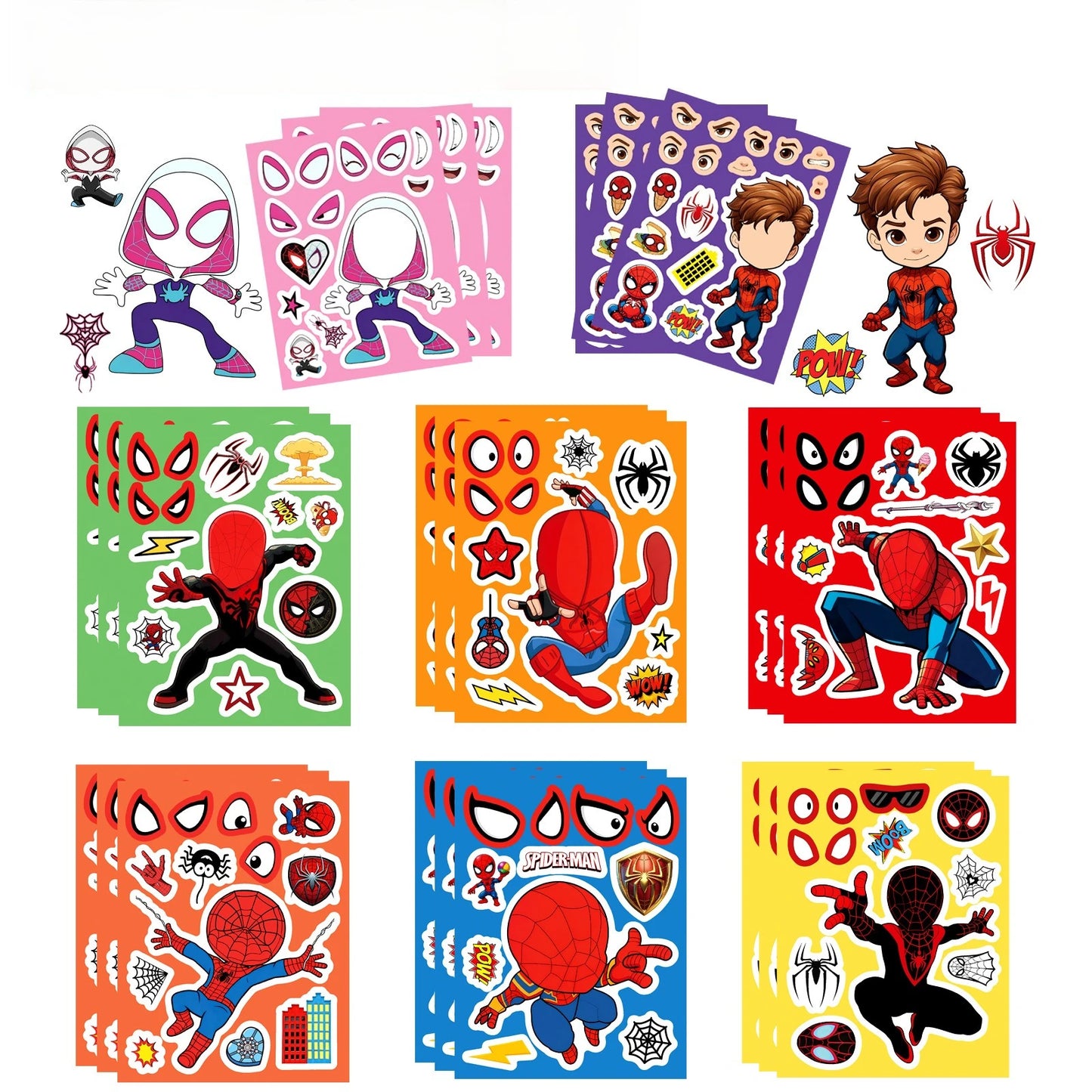 Spiderman Sticker Set | 8 Sheets | Waterproof | 5 cm Diameter
