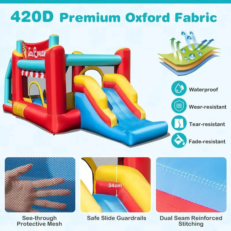 Five-In-One Inflatable Bounce House With Ball Pit And Slide
