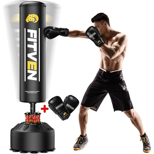 Freestanding Punching Bag With Boxing Gloves Suction Cup Base