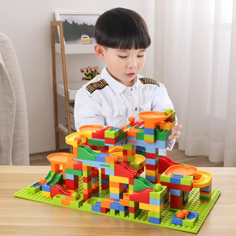 Marble Race Run Blocks Maze Ball Track Building Blocks, 168-336PCS - ToylandEU