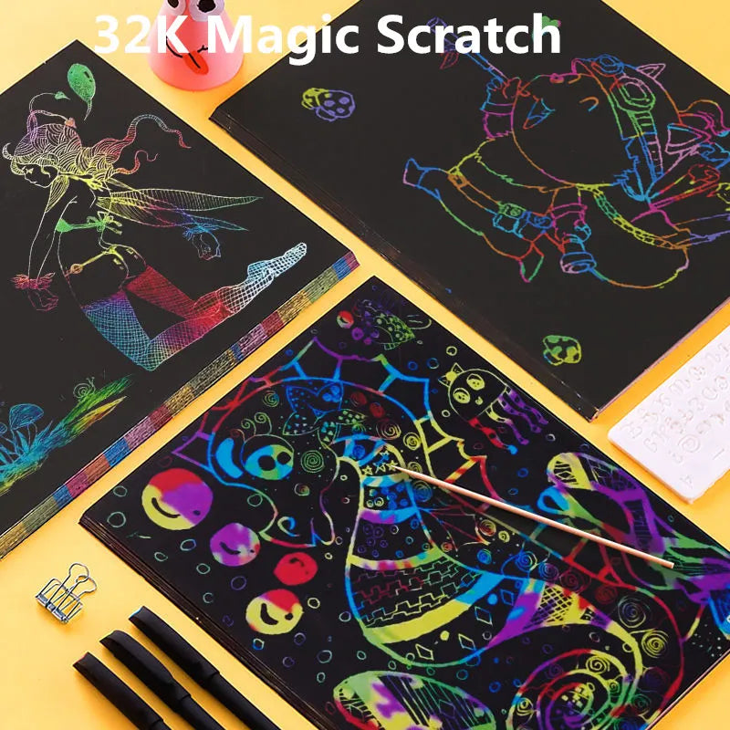 Rainbow Magic Scratch Paper Cards Set - 10-Piece Doodle Stencil Spiral Gear Kit - ToylandEU