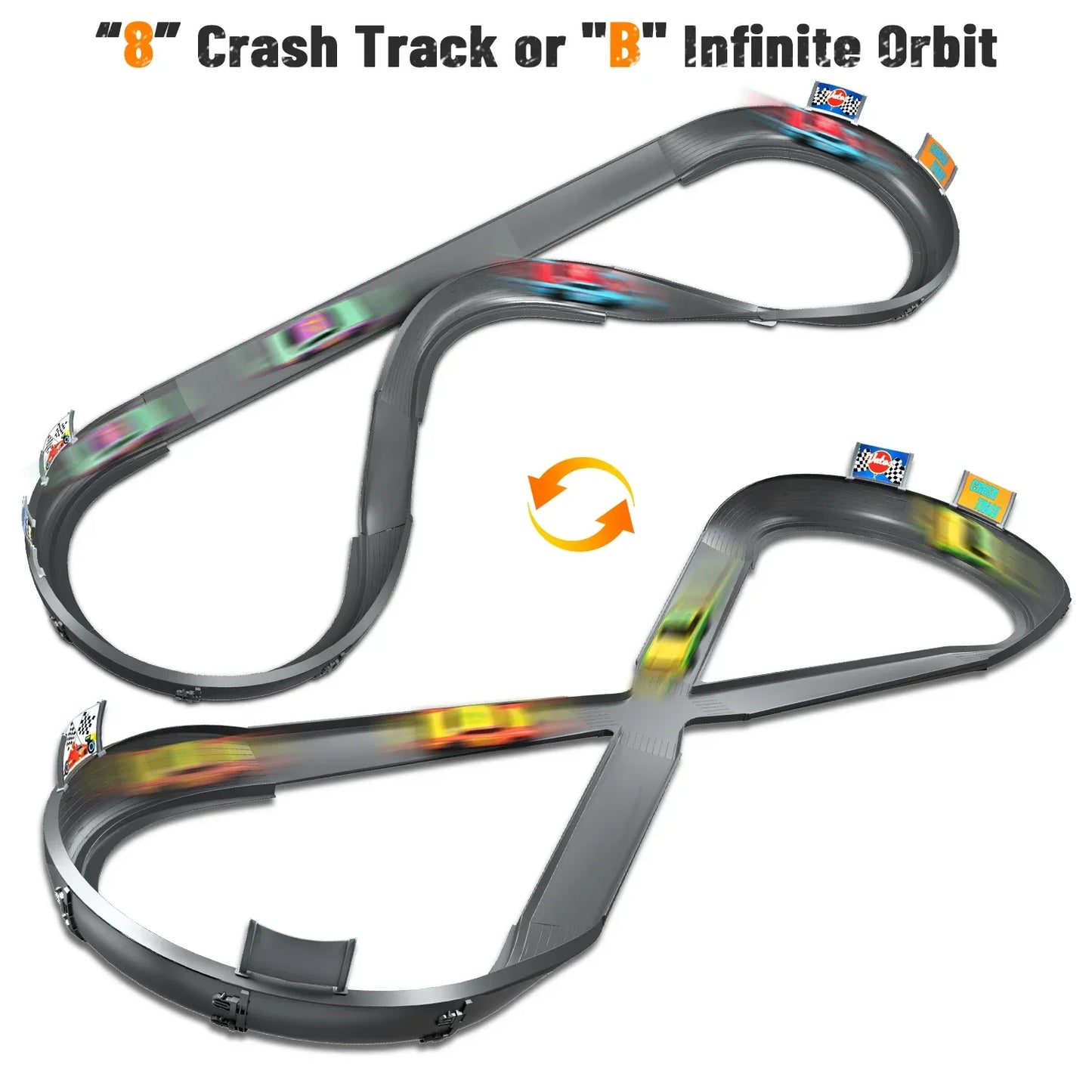 Crash Racers Slot Track Racing Car Set With Rechargeable Cars