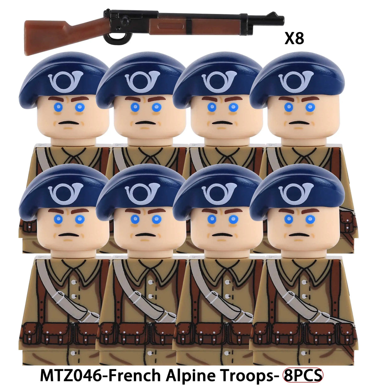 French Infantry Brick Set | WW2 Military Gear | Armor And Gun Kit | Kids Gift