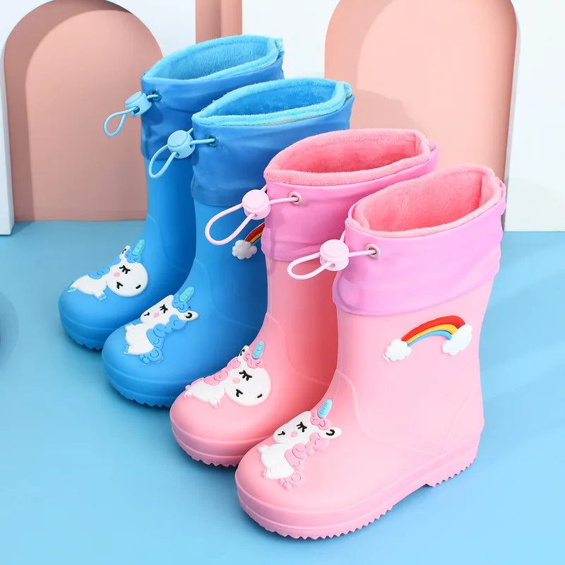 Kids Rain Boots | Waterproof Non Slip | Cartoon Print | Toddler Youth