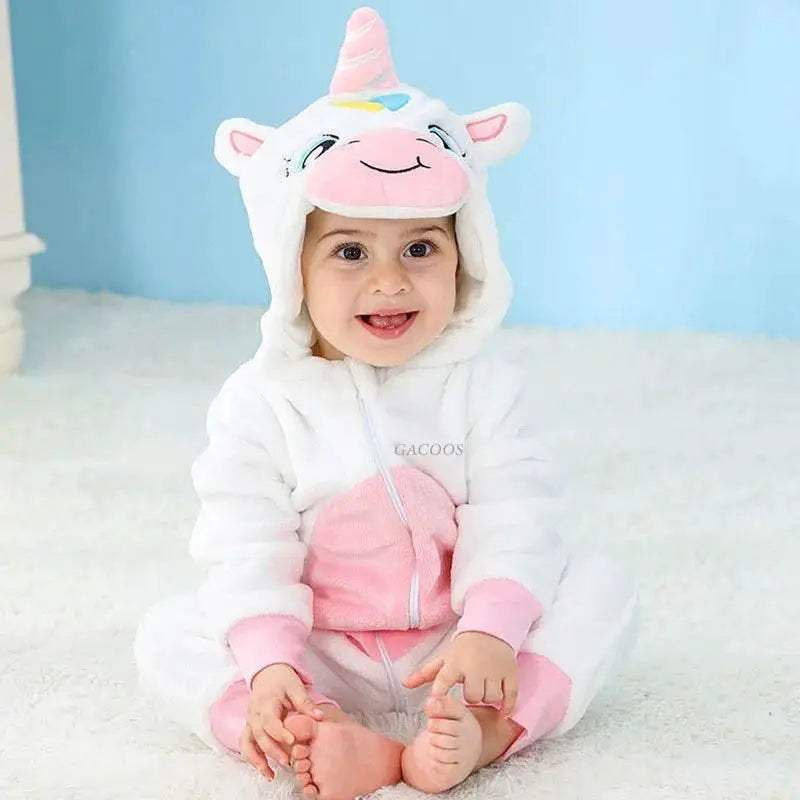 Cozy Baby Rompers Hooded Winter Flannel Zippered Design Unisex For 1 To 3 Years Old - ToylandEU
