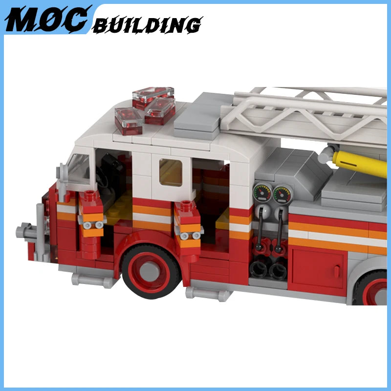 Rescue Ladder Truck - MOC Simulated City Fireman Vehicle - ToylandEU