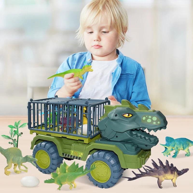 Kids Dinosaur Car Toy Big Size Dinosaur Transport Cars Dump Crane - ToylandEU