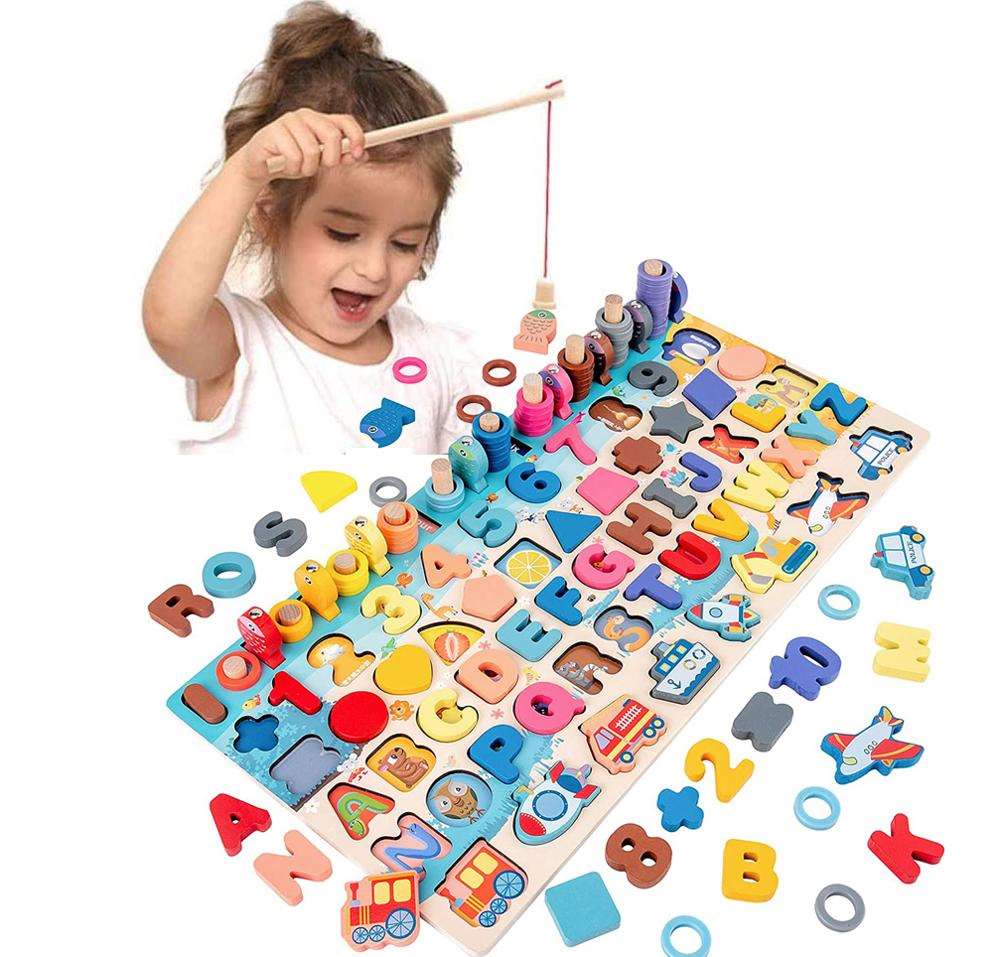 Montessori Math Fishing Wooden Toy Board for Educational Learning, Ages 1-3 - ToylandEU