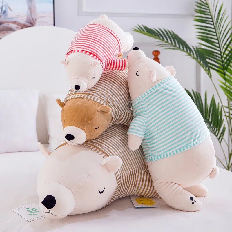 35-95CM Kawaii Dressed Polar Bear Stuffed Animals Big Size Super Soft Toyland EU